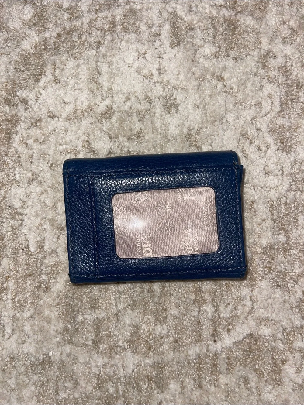 Michael Kors Pebbled Navy Card Case with Gold Plaque